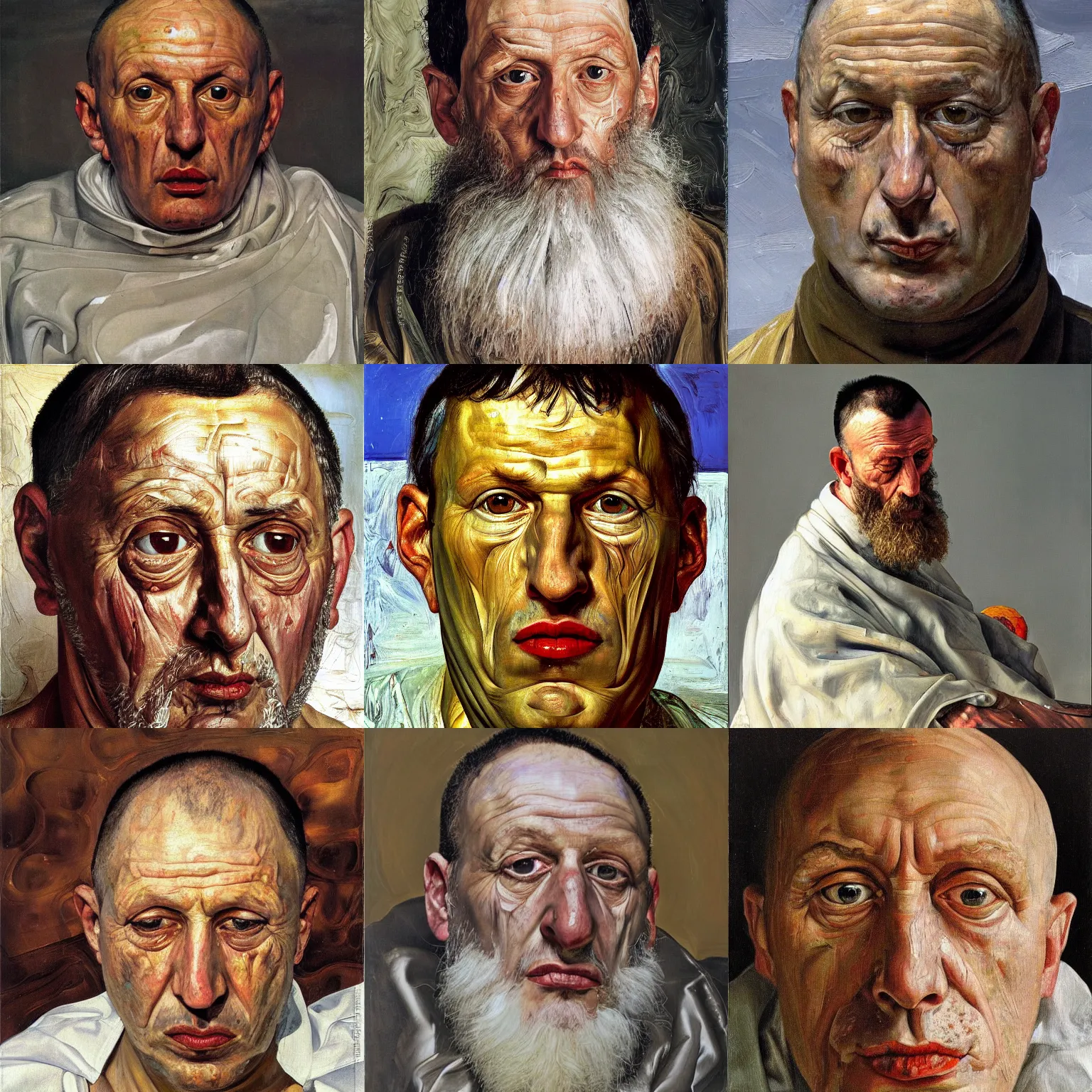 Prompt: high quality high detail painting of a orthodox monk by lucian freud and jenny saville hd