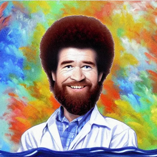 Image similar to artwork by bob ross