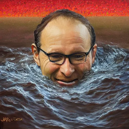 Image similar to a detailed portrait painting of joel glazer drowning in quicksand, manchester united