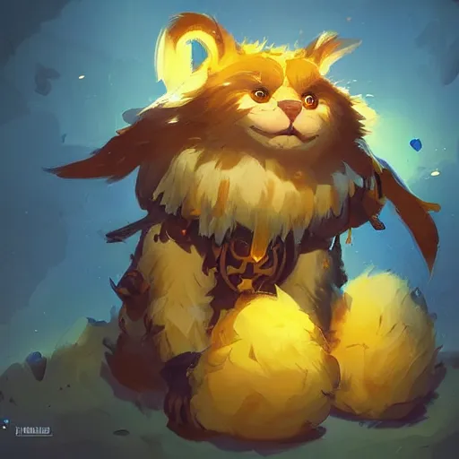 Prompt: a super cute glowing fluffy beast, yellow theme, bright art masterpiece artstation. 8 k, sharp high quality artwork in style of jose daniel cabrera pena and greg rutkowski, concept art by tooth wu, blizzard warcraft artwork, hearthstone card game artwork, cute animal