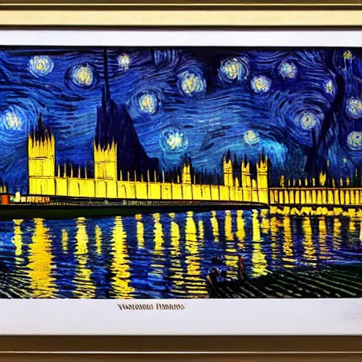 Image similar to Houses of parliament painted by Van Gogh