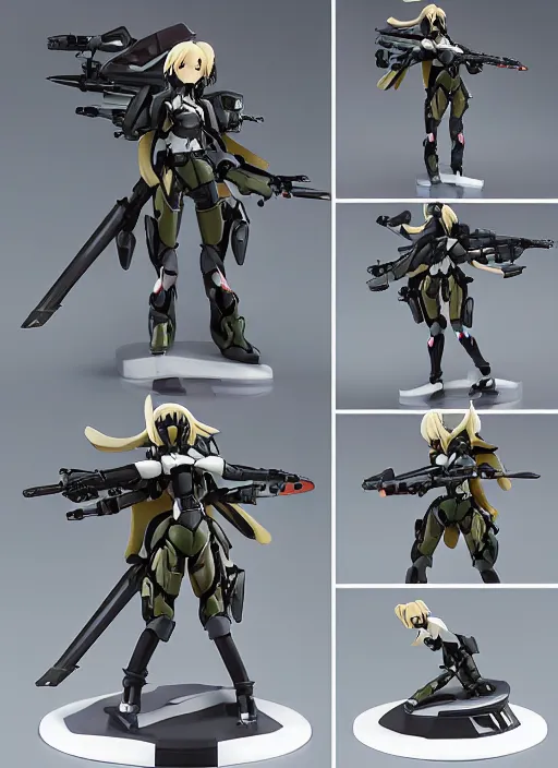 Image similar to toy design,mecha Armor, portrait of the action figure of a girl, girls frontline style, anime figma figure, studio photo, flight squadron insignia, realistic military gear, 70mm lens,