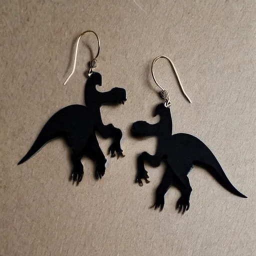 Prompt: 2d lasercut dinosaur earrings, popular on artstation, popular on deviantart, popular on pinterest