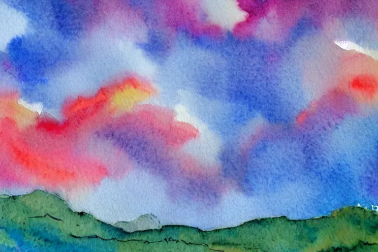 Image similar to Under a technicolor sky, watercolors