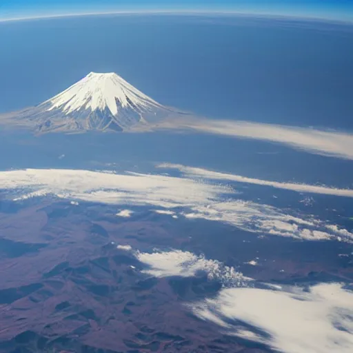 Prompt: Mount Fuji seen from the International Space Station