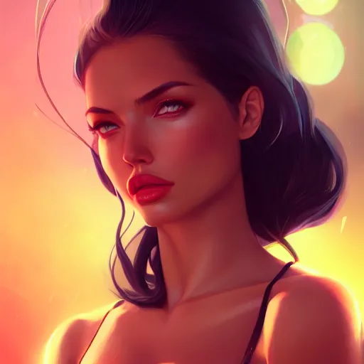 Image similar to portrait of a beautiful adriana lima, art by lois van baarle and ross tran and sam yang and ilya kuvshinov and guweiz, digital art, high detail, sharp focus, unreal engine 5, trending on artstation, deviantart, pinterest, victorias secret, 4 k uhd image