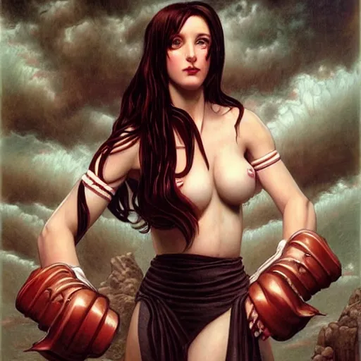 Prompt: an amazing masterpiece of art by gerald brom 🐐 🔥 tifa