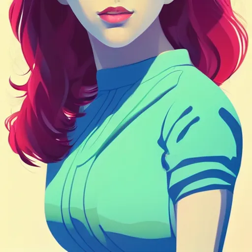 Image similar to scarlett johansson. clean cel shaded vector art. shutterstock. behance hd by lois van baarle, artgerm, helen huang, by makoto shinkai and ilya kuvshinov, rossdraws, illustration, art by ilya kuvshinov