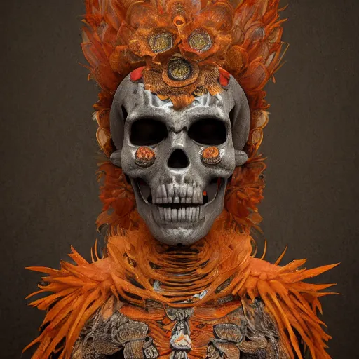 Prompt: excited cthulu, octupi human, intricate, dia de los muertos, skull mask, aztec ultra detailed feathered dress 4 k resolution, octane render, photorealism, fantasy, greg rutkowski