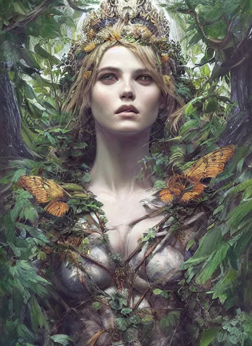 Image similar to digital _ painting _ of _ the goddess of the forest _ by _ filipe _ pagliuso _ and _ justin _ gerard _ symmetric _ fantasy _ highly _ detailed _ realistic _ intricate _ port