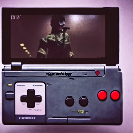 Prompt: fuzzy photo of a gameboy, yoji shinkawa