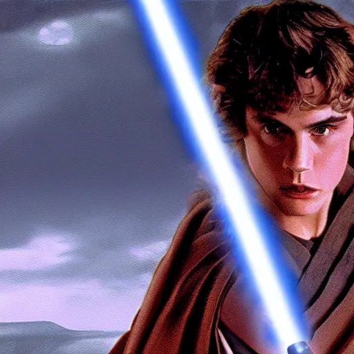 Image similar to anakin skywalker uses the force to lift a sock, cinematic painting