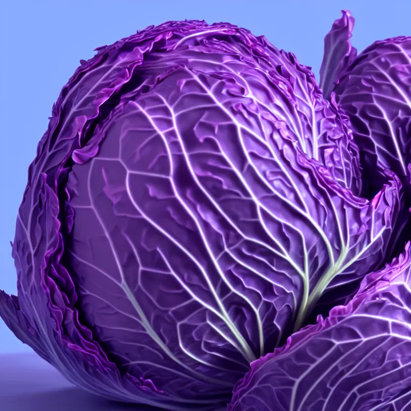 Image similar to high quality 3 d render very cute cabbage! highly detailed, unreal engine cinematic smooth, pixar, hannah yata charlie immer, moody light, purple background, low angle, uhd 8 k, sharp focus