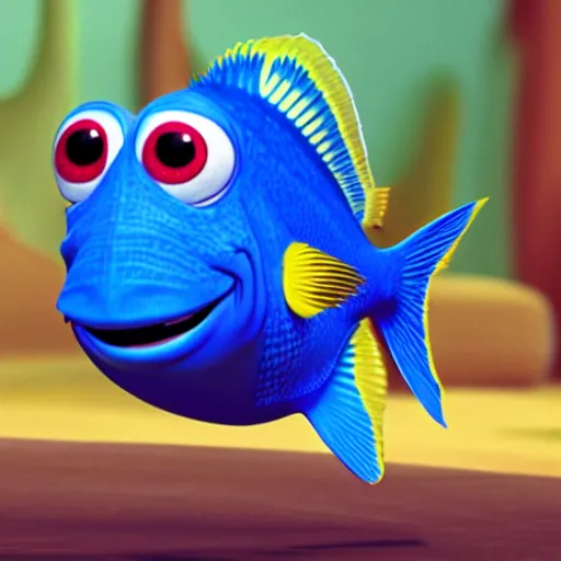 Image similar to fish with four legs. pixar cartoon