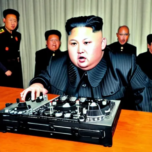 Prompt: kim jong un djing at berghain, berlin techno cdj 2 0 0 0