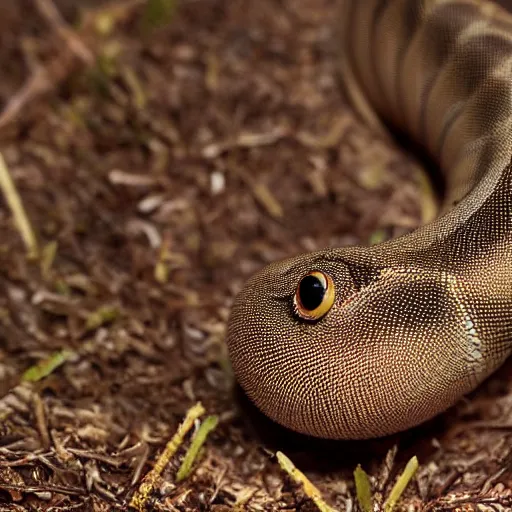 Prompt: very cute western hog nose snake curled in a ball, realistic picture