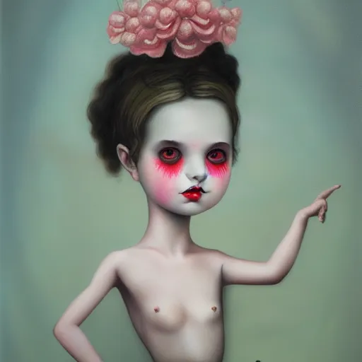 Prompt: a painting in the style of mark ryden and in the style of irakli nadar.