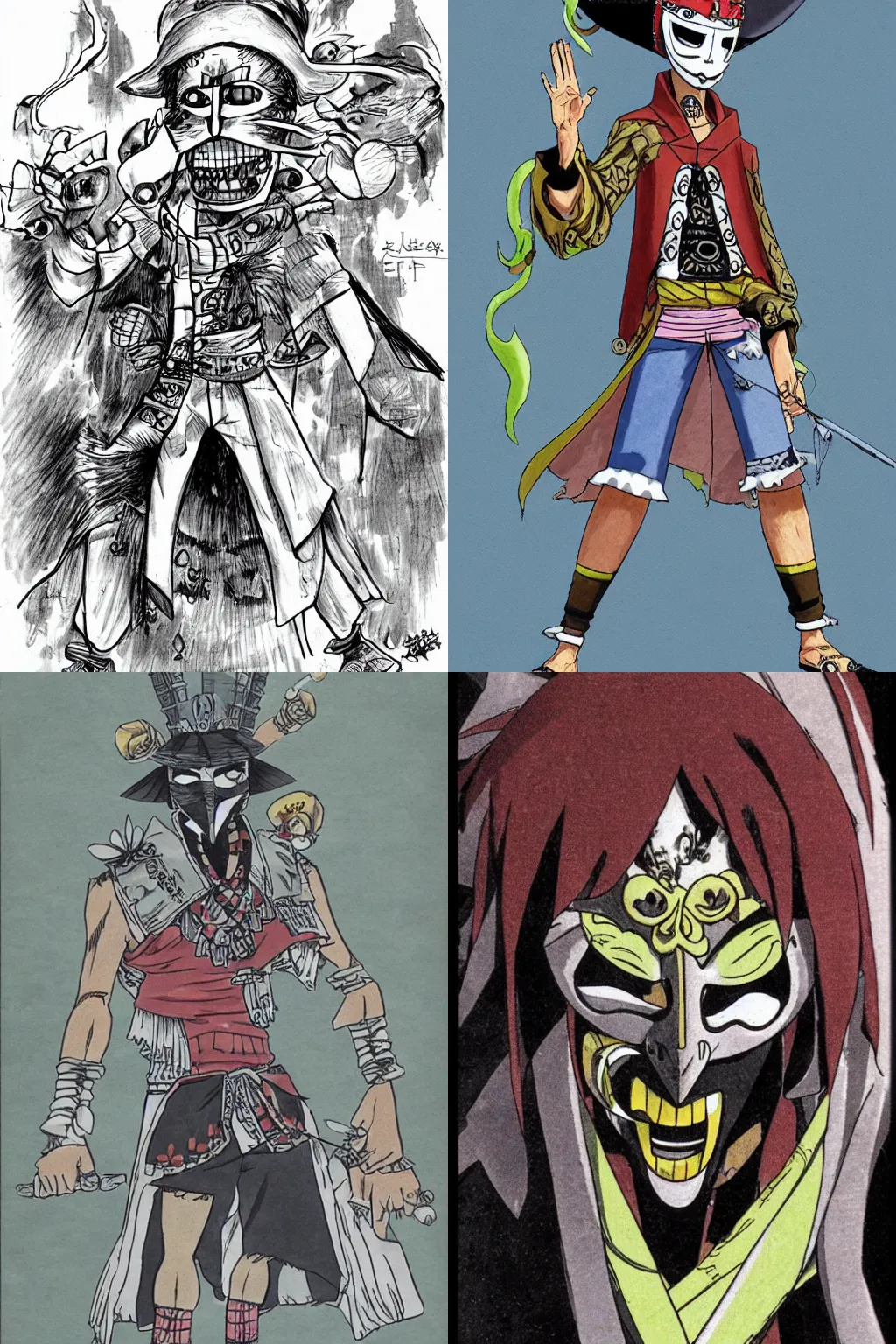 Prompt: eiichiro oda character design of a mysterious masked oc character villain