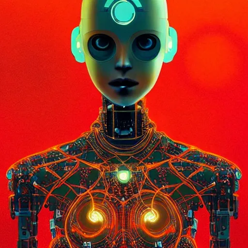 Image similar to a cybernetic mannequin by victo ngai and android jones, digital art, trending on artstation