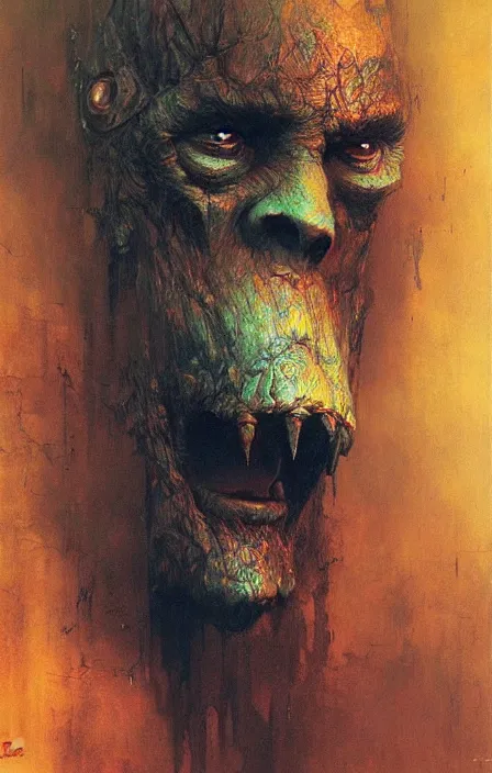 Image similar to beast man, beksinski, ruan jia,