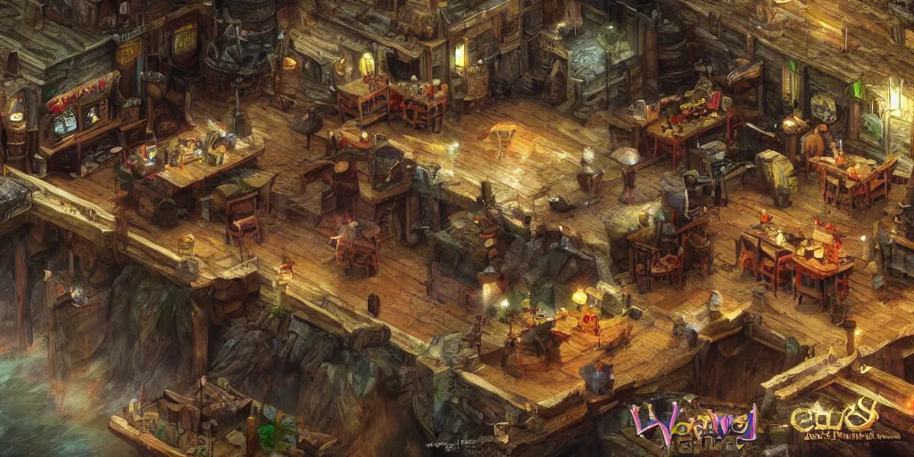 Prompt: howl\'s moving taverns, exterior lanscape shot, tilt-shifted, high quality art, 4k