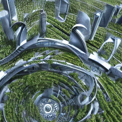 Image similar to scenic view of a futuristic modern utopian eco friendly city