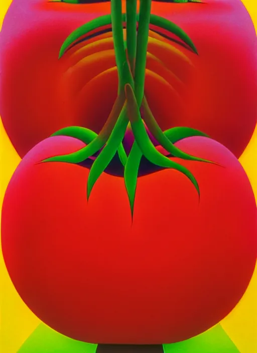 Image similar to tomate by shusei nagaoka, kaws, david rudnick, airbrush on canvas, pastell colours, cell shaded, 8 k