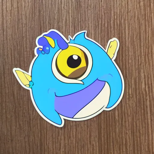 Prompt: a sticker illustration of a cute little monster