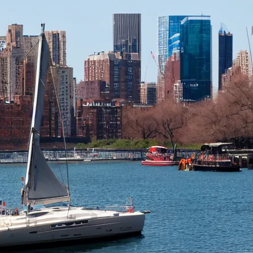 Prompt: yachts going through the lower east side