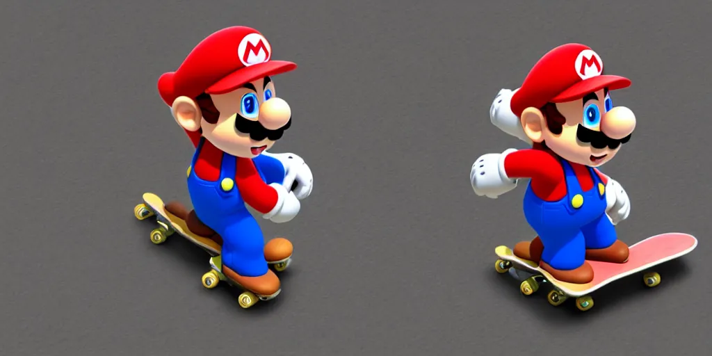 Image similar to Super mario on a skateboard unreal engine, 4k, 8k,