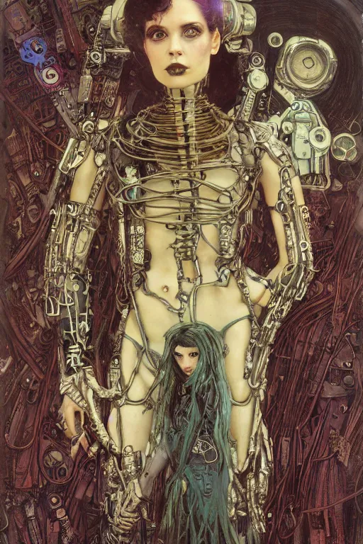 Image similar to full length portrait of alexa demie as a gothic cyberpunk by lawrence alma tadema and zdzislaw beksinski and norman rockwell and jack kirby and tom lovell and greg staples