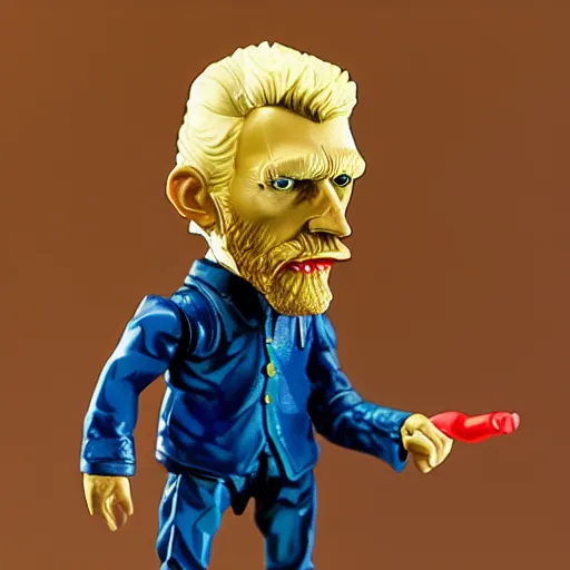 Image similar to van gogh ( gold teeth ) stop motion vinyl action figure, plastic, toy, butcher billy style