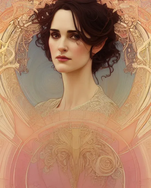 Image similar to winona ryder | highly detailed | very intricate | art nouveau | gold filigree | storybook illustration | soft cinematic lighting | award - winning | painted by mandy jurgens and alphonse mucha and alena aenami | pastel color palette | featured on artstation