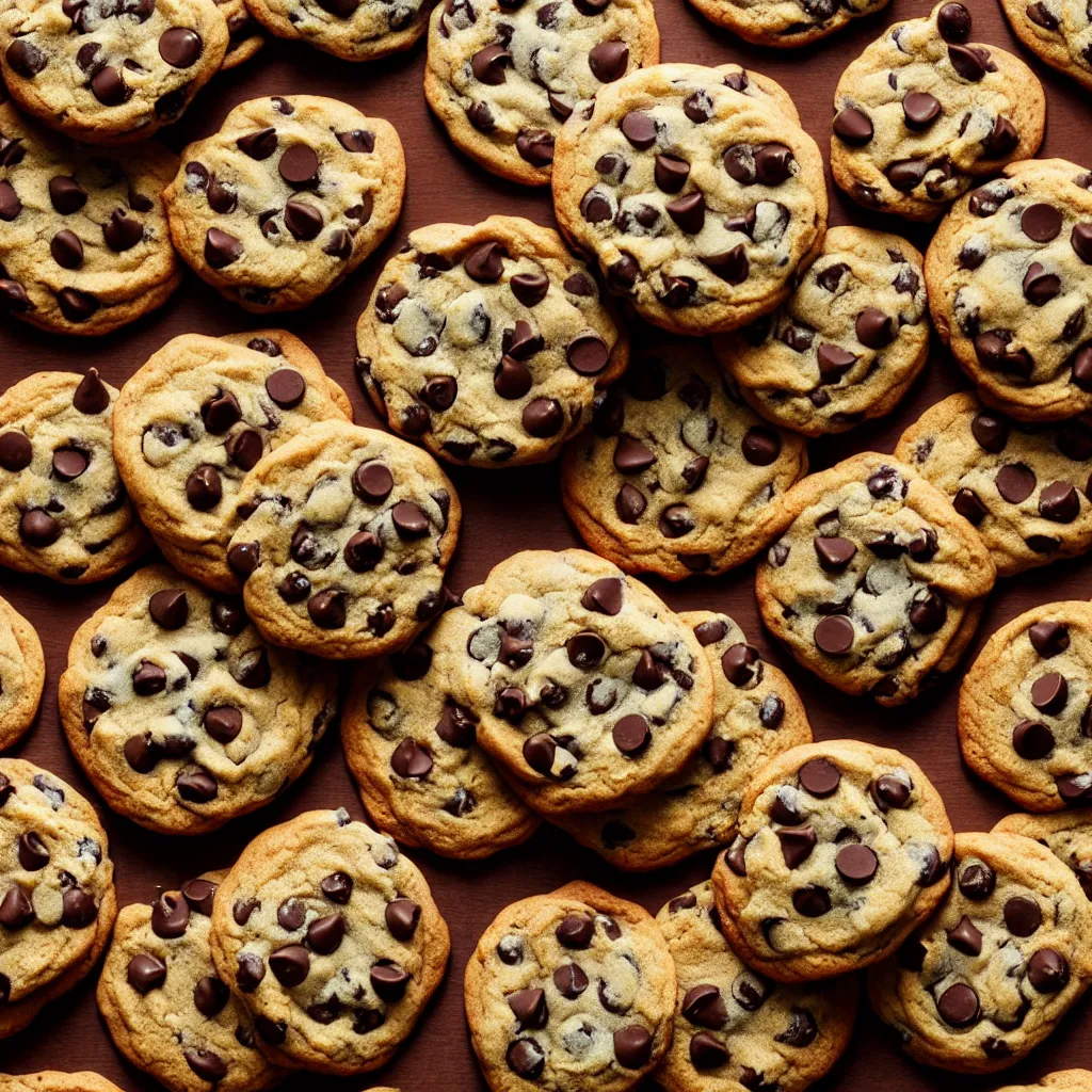 Prompt: close - up view of singular chocolate chip cookies on top of a wooden table, 8 k, high detail, photorealistic, proper shading