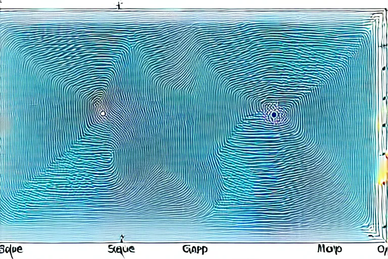 Image similar to topographical map of a complex cave system made out of multiple overlays of complex scientific data visualized on top of each other, bar charts, plexus, thick and thin lines, waveforms on top of square charts, gaps and pauses, space molecules, radio signals, negative space