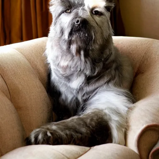 Image similar to cozy picture of older handsome lord richard is sitting gracefully on a sofa