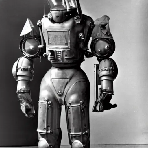 Image similar to war photography usa fission powered power armor 1 9 5 0 s