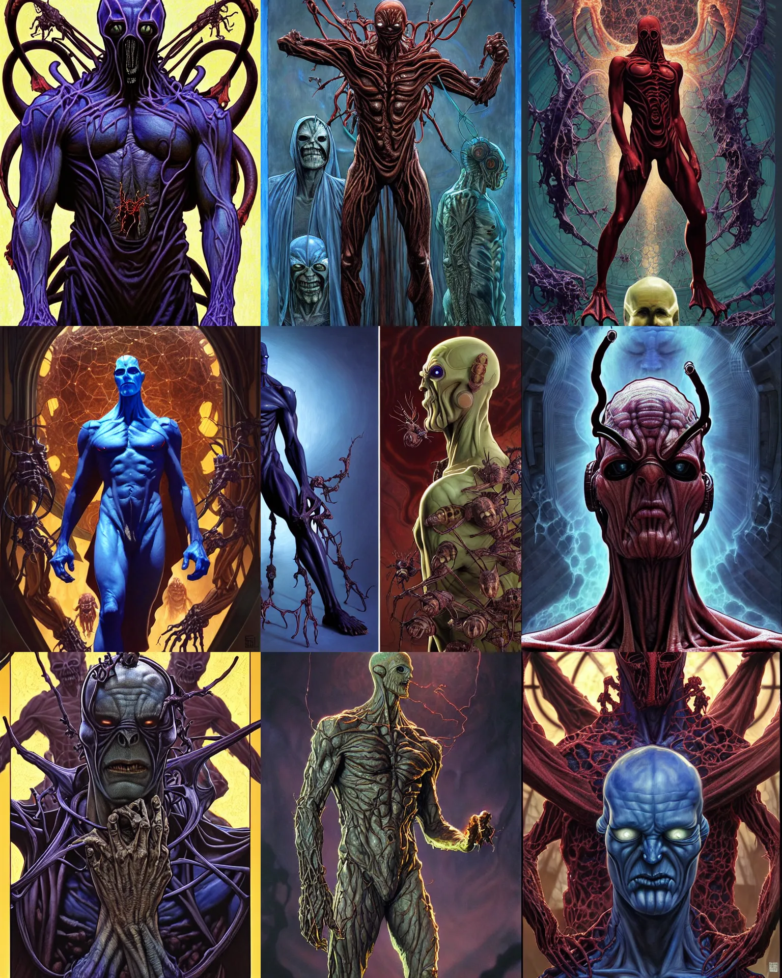 Prompt: the platonic ideal of insectoid of cletus kasady ultimate carnage thanos dementor doctor manhattan chtulu nazgul, detailed, intricate, hyperrealism, intense, scary, decay, dmt, art by brock hofer and artgerm and greg rutkowski and alphonse mucha