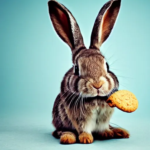 Prompt: A bunny eating a cookie