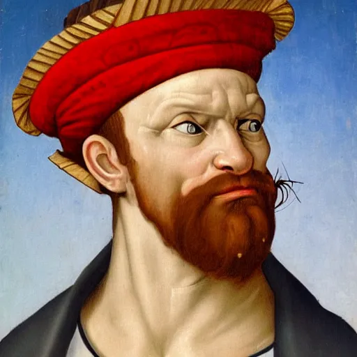 Prompt: a renaissance style portrait painting of Popeye