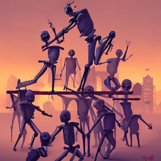 Image similar to a crowd composed by skeletons dressed funnily fight to have the an Iphone in a store of London, 2d, ultra highly detailed, digital painting, smooth, sharp focus, artstation, pixiv, art by Ilya Kuvshinov