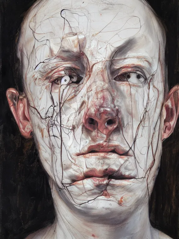 Prompt: ghostly head, portrait by jenny saville