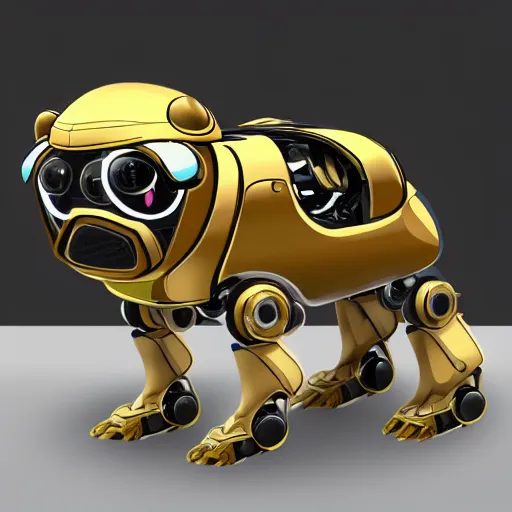 Image similar to Futuristic robot Pug. Photorealistic. HD.