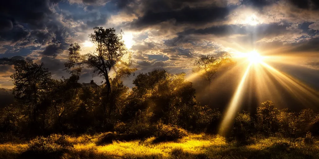 Prompt: twilight cinematic landscape atmospheric god-rays!! national geographic award winning