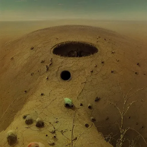 Prompt: A beautiful painting of A plain by Zdzisław Beksiński and Ilya Repin,In style of Post-Apocalyptic.digital art, illustration,hyper detailed,smooth, sharp focus,trending on artstation,oil on the canvas,4k