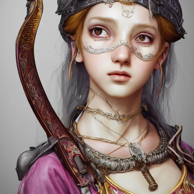 Prompt: studio portrait of neutral good colorful female cleric bard healer as absurdly beautiful, elegant, young sensual skinny gravure idol, ultrafine hyperrealistic detailed face illustration by kim jung gi, irakli nadar, intricate linework, sharp focus, bright colors, matte, octopath traveler, final fantasy, unreal engine highly rendered, global illumination, radiant light, intricate environment