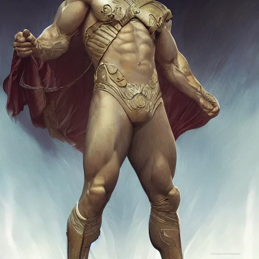 Image similar to portrait of henry cavill as a heavenly god, full body, muscular, fantasy, intricate, elegant, highly detailed, digital painting, artstation, concept art, matte painting, sharp focus, illustration, art by artgerm and greg rutkowski and alphonse mucha