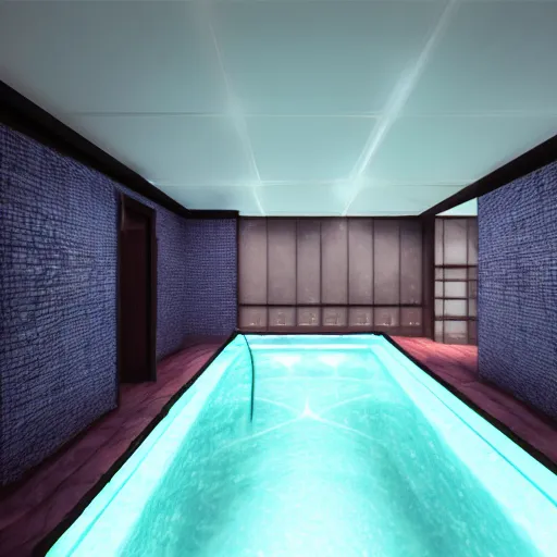 Prompt: liminal space pool rooms, cgi art, good lighting