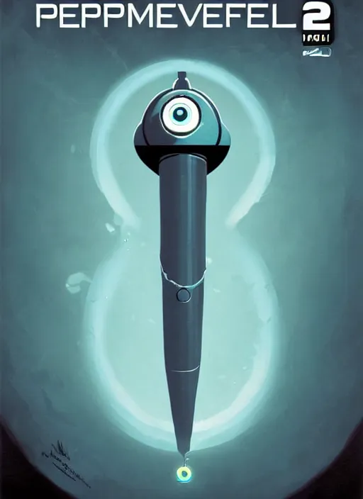 Image similar to poster artwork by Michael Whelan and Tomer Hanuka, of a product poster of the Portal Gun, from the game Portal 2, from Valve, Aperture Science, clean