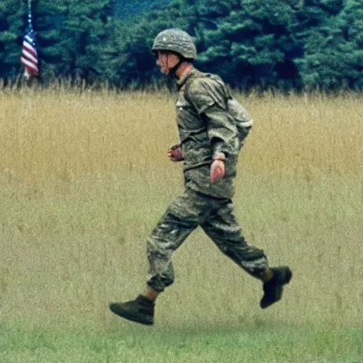 Image similar to forrest gump running through korean demilitarised zone